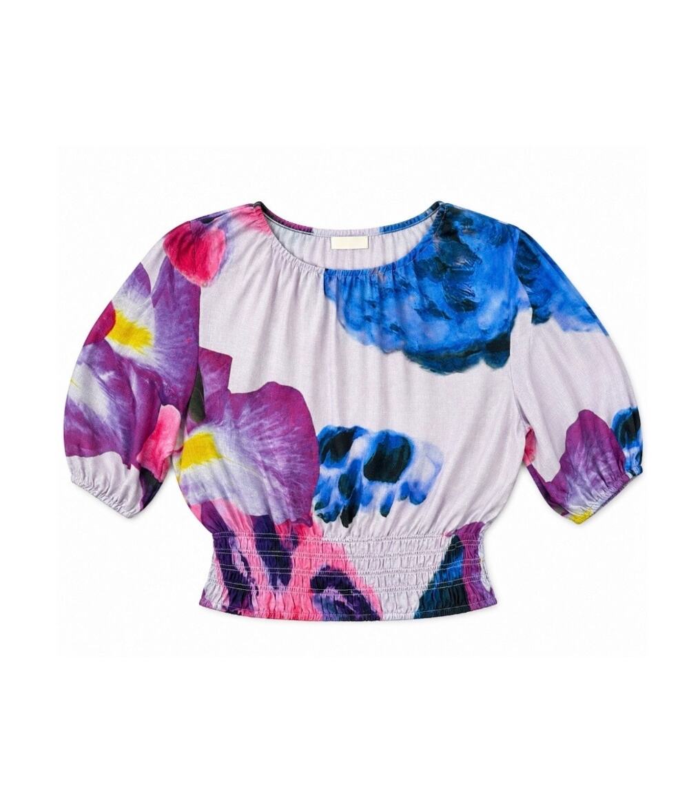 NWT Desigual x Christian Lacroix Cropped Floral Top Women's Small Watercolor
